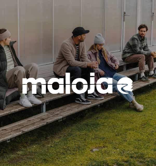 Maloja Logo auf Bild Personen in Lifestyle-Bekleidung