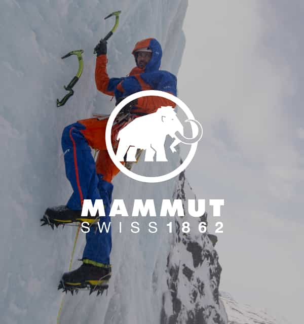 Mammut Logo auf Bild von Eiskletterer